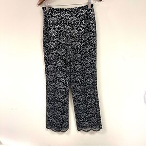Rena Rowan vintage high rise black and silver lace pants Sz XS